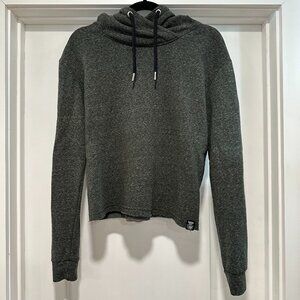 Superdry Orange Label Luxe Women's Green Heather Cropped Hoodie Size Medium